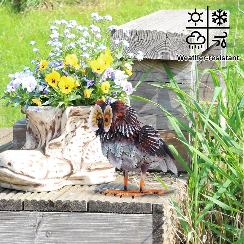 hogardeck Owl Garden Decor Outdoor Statues, Large Metal Bird Standing Yard Art, Lawn Sculptures Ornaments for Outside Patio Pond Backyard, Holiday Sympathy Gifts for Grandma Mom - Image 5