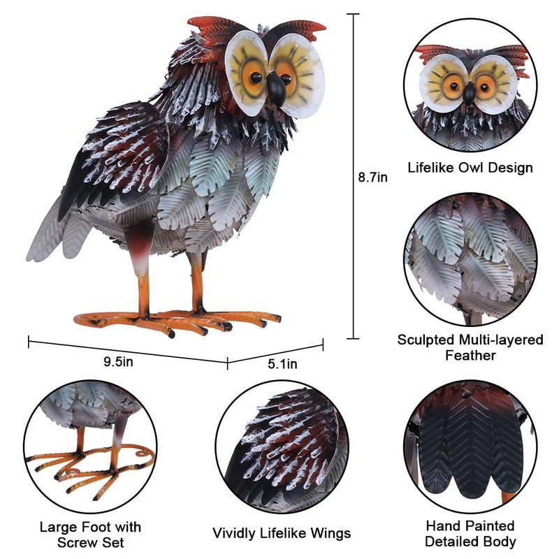 hogardeck Owl Garden Decor Outdoor Statues, Large Metal Bird Standing Yard Art, Lawn Sculptures Ornaments for Outside Patio Pond Backyard, Holiday Sympathy Gifts for Grandma Mom - Image 3