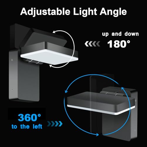 Juyace 60W Led Outdoor Wall Park Flood Light Modern Exterior Security Lighting Fixture for House with Rotate Freely 6000lm 5000k IP65 Waterprroof Floodlight for Above Garage - Image 4