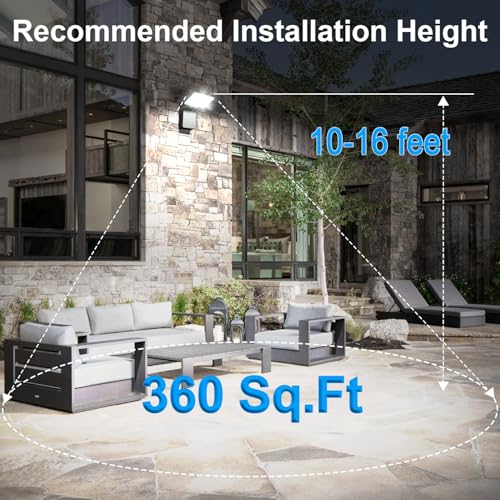 Juyace 60W Led Outdoor Wall Park Flood Light Modern Exterior Security Lighting Fixture for House with Rotate Freely 6000lm 5000k IP65 Waterprroof Floodlight for Above Garage - Image 3