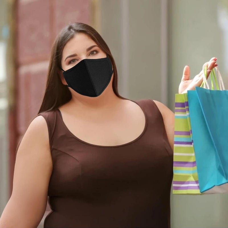 comfso Extra Large Face Masks,3Ply Black Face Mask for Men Adults with Big/Beard Face,Breathable Cloth Mouth Cover Adjustable - Image 4
