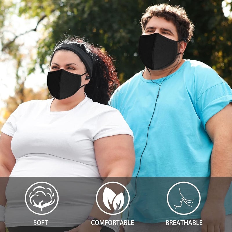 comfso Extra Large Face Masks,3Ply Black Face Mask for Men Adults with Big/Beard Face,Breathable Cloth Mouth Cover Adjustable - Image 3