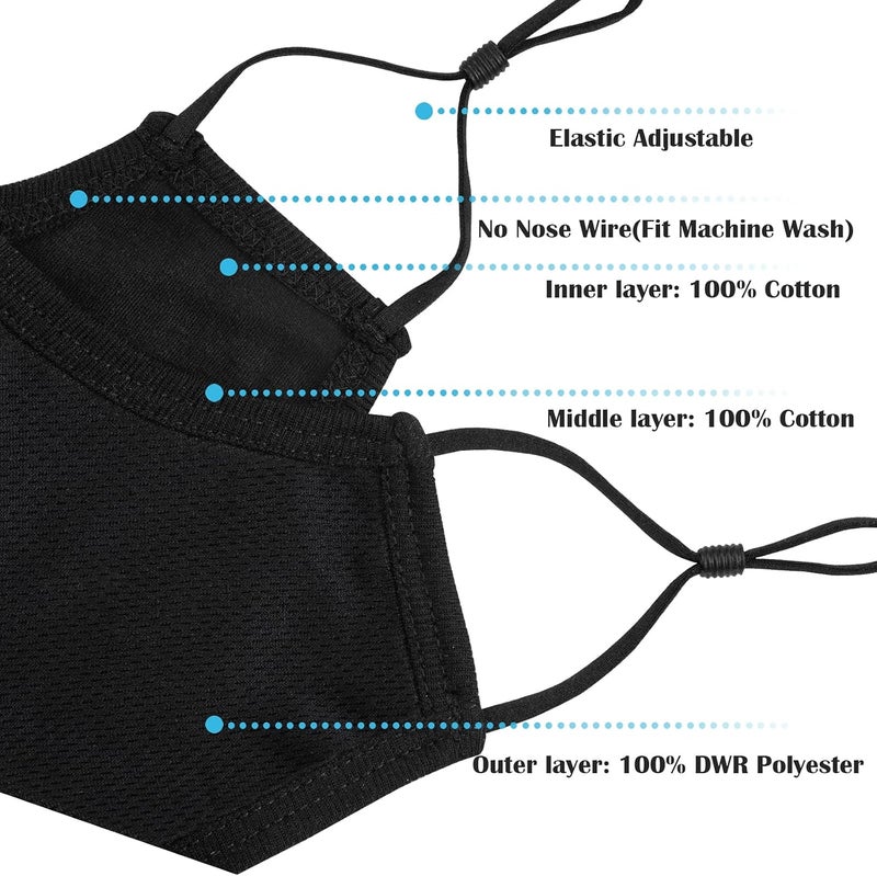 comfso Extra Large Face Masks,3Ply Black Face Mask for Men Adults with Big/Beard Face,Breathable Cloth Mouth Cover Adjustable - Image 2