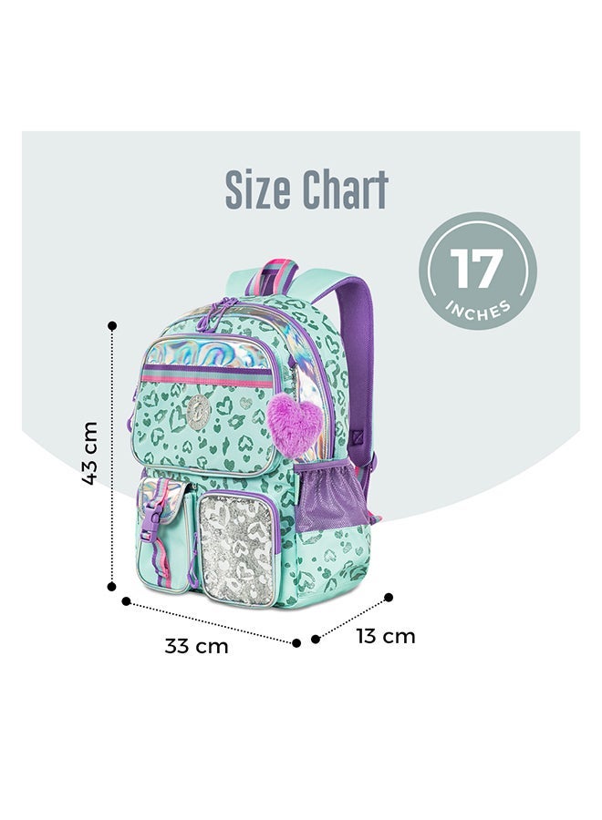 Eazy Kids - Personalized 17" School Bag Set of 3 w/Lunch Bag and Pencil Pouch - Love Green - Image 5