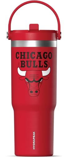 Hydrapeak x NBA Officially Licensed Chicago Bulls 32oz Nomad Stainless Steel Tumbler with Handle and Straw Lid, Leakproof Water Bottle in Limited Edition Collector's Gift Box - Image 2