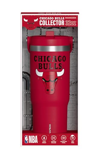 Hydrapeak x NBA Officially Licensed Chicago Bulls 32oz Nomad Stainless Steel Tumbler with Handle and Straw Lid, Leakproof Water Bottle in Limited Edition Collector's Gift Box - Image 3