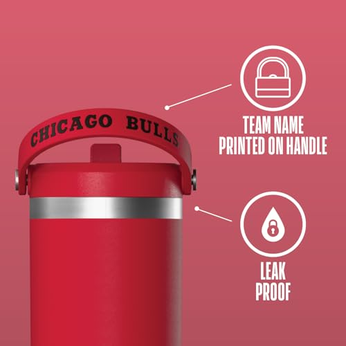 Hydrapeak x NBA Officially Licensed Chicago Bulls 32oz Nomad Stainless Steel Tumbler with Handle and Straw Lid, Leakproof Water Bottle in Limited Edition Collector's Gift Box - Image 4