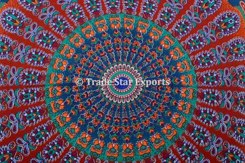 Trade Star 26 X 26 Mandala Euro Sham, Ethnic Cushion Cover, Indian Large Floor Pillows, Hippie Cushion Cover with Pom Pom Lace, Bohemian Throw Pillow Cases (Pattern 7) - Image 2