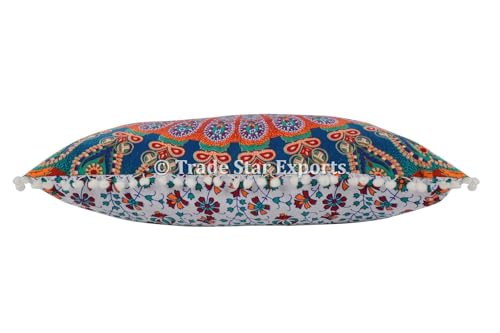 Trade Star 26 X 26 Mandala Euro Sham, Ethnic Cushion Cover, Indian Large Floor Pillows, Hippie Cushion Cover with Pom Pom Lace, Bohemian Throw Pillow Cases (Pattern 7) - Image 4
