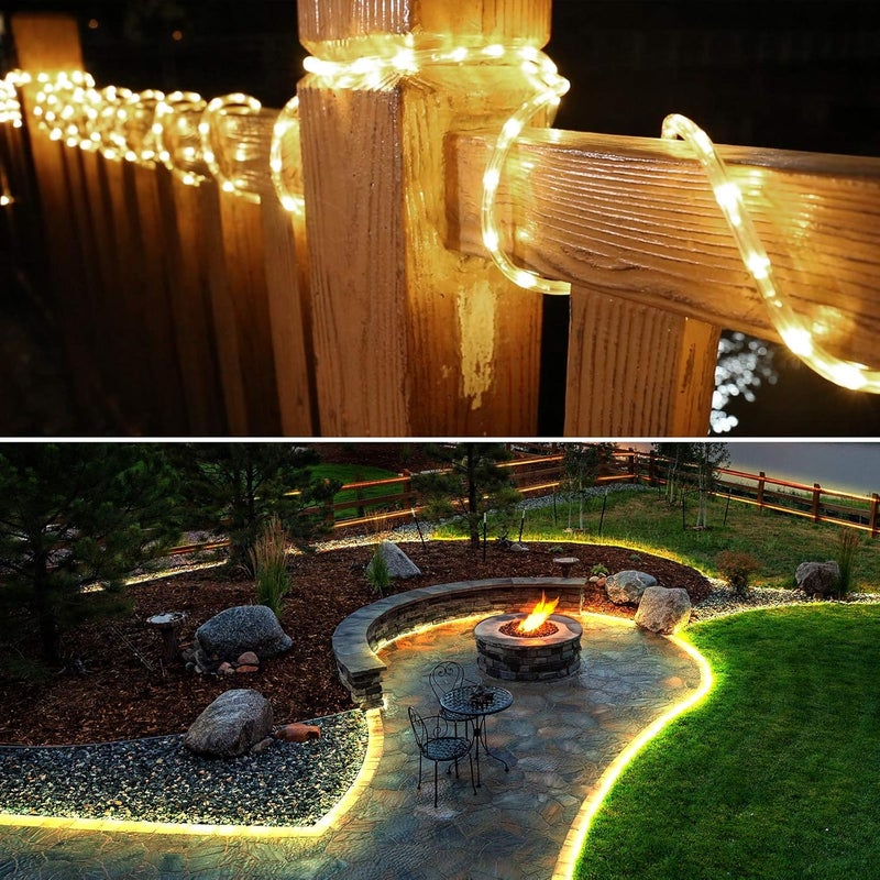 Lighting EVER LE 33ft 240 LED Rope Lights Outdoor 24 Volts, 3/8 inch Clear Tube, Upgraded 2700K Warm White, Connectable (Up to 3 Sets), Not Dimmable, Waterproof String Lights for Patio Deck Railing Stair Landscape - Image 5