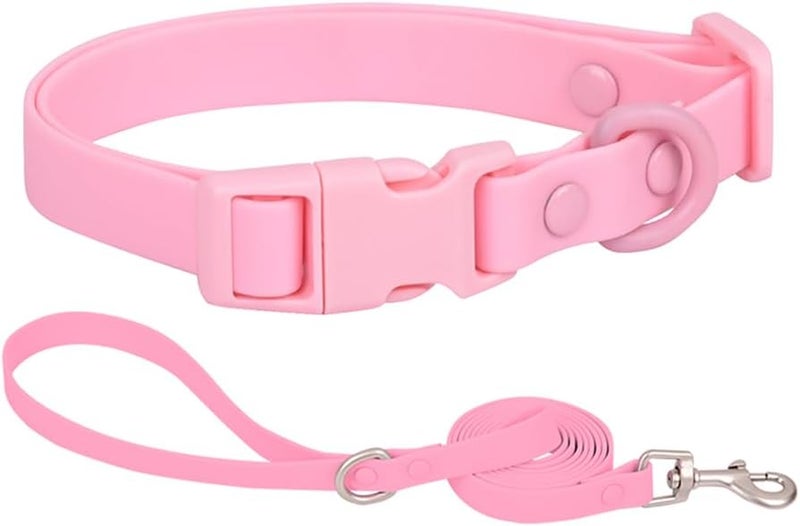 Ovale Waterproof Dog Collar Leash Combo Set, Durable and Easy to Clean, for Small Dogs.(S, Pink) - Image 1