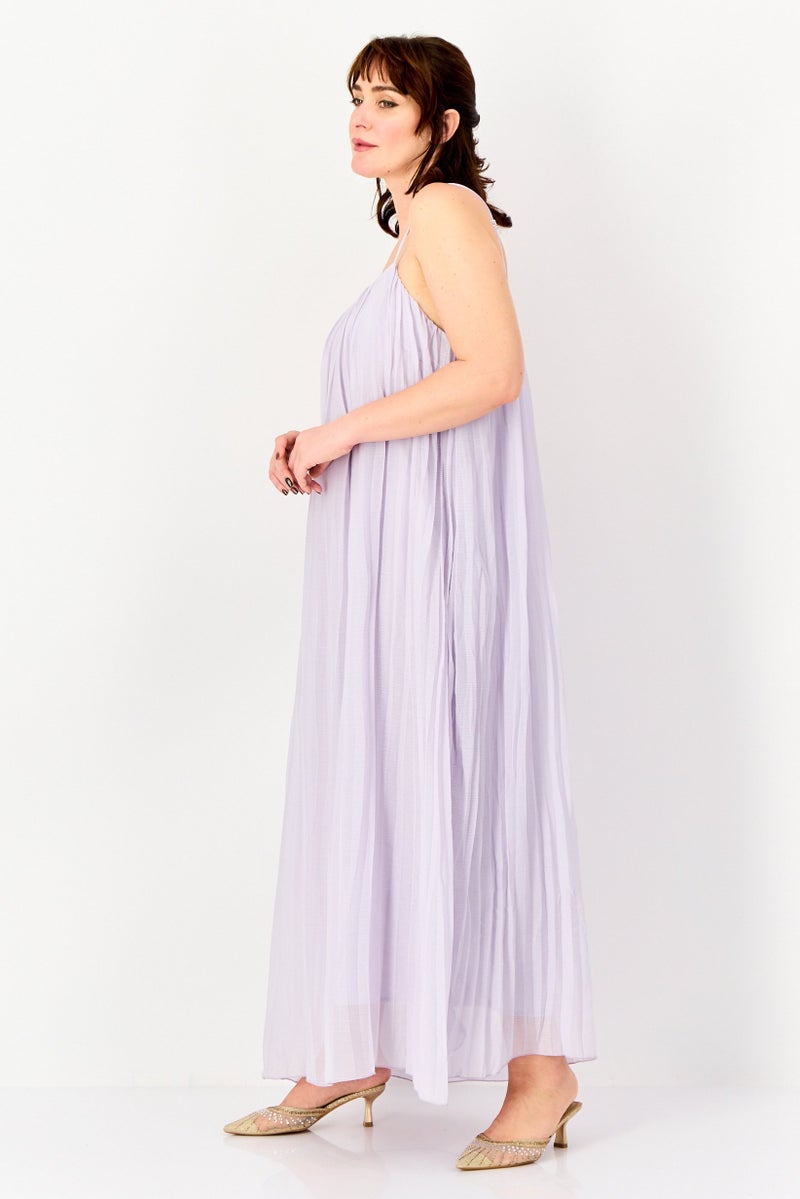 bebe Women Pleated Maxi Dress, Lavender - Image 4