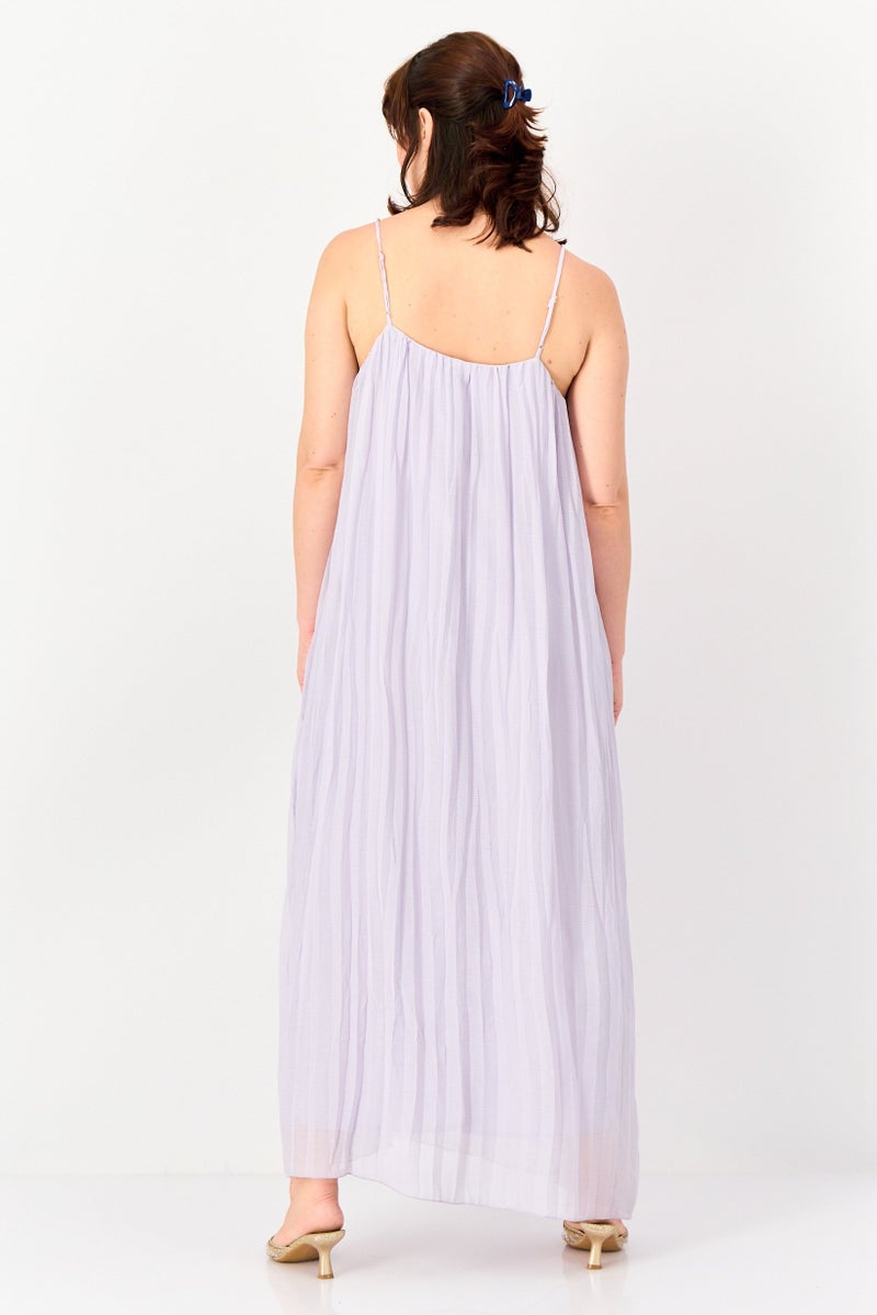 bebe Women Pleated Maxi Dress, Lavender - Image 3