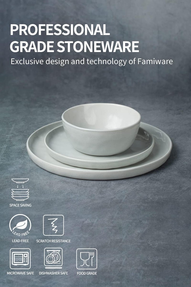 Famiware طقم أطباق وأوعية فامي وير مارس 18 قطعة أطقم أدوات المائدة للأكل لـ 6 أشخاص أبيض - Image 5