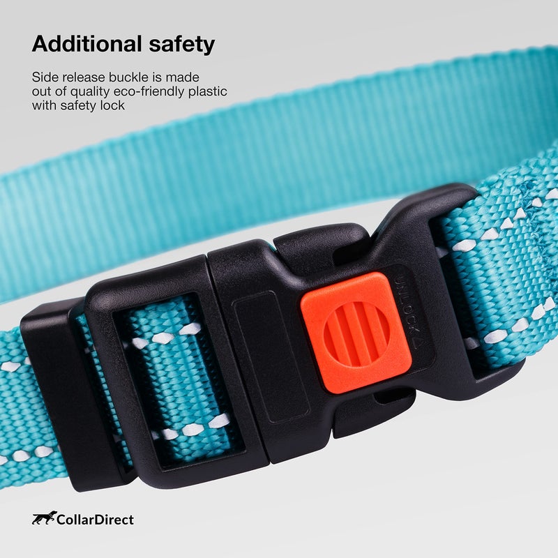 CollarDirect Reflective Dog Collar for a Small, Medium, Large Dog or Puppy with a Quick Release Buckle - Boy and Girl - Nylon Suitable for Swimming (10-13 Inch, Mint Green) - Image 4