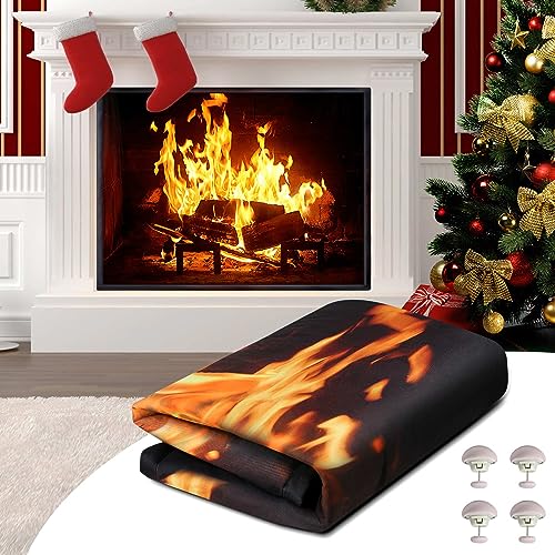 CADARA Magnetic Fireplace Draft Cover, Fireplace Blocker Blanket Stops Heat Loss, Adjustable Fire Place Draft Stopper Save Energy for Indoor Iron Frame 45" W x 34" H - Image 1