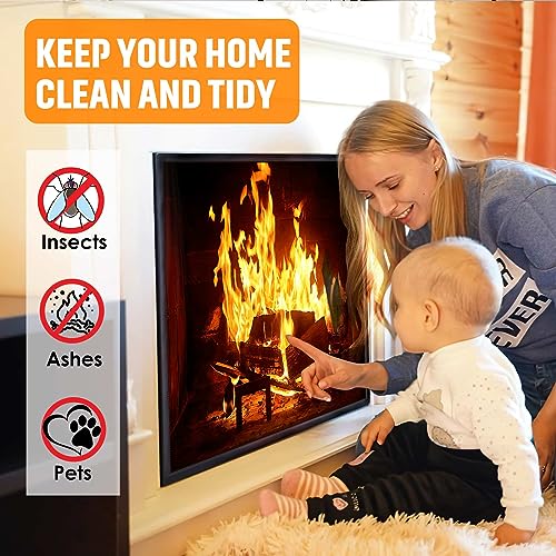 CADARA Magnetic Fireplace Draft Cover, Fireplace Blocker Blanket Stops Heat Loss, Adjustable Fire Place Draft Stopper Save Energy for Indoor Iron Frame 45" W x 34" H - Image 5