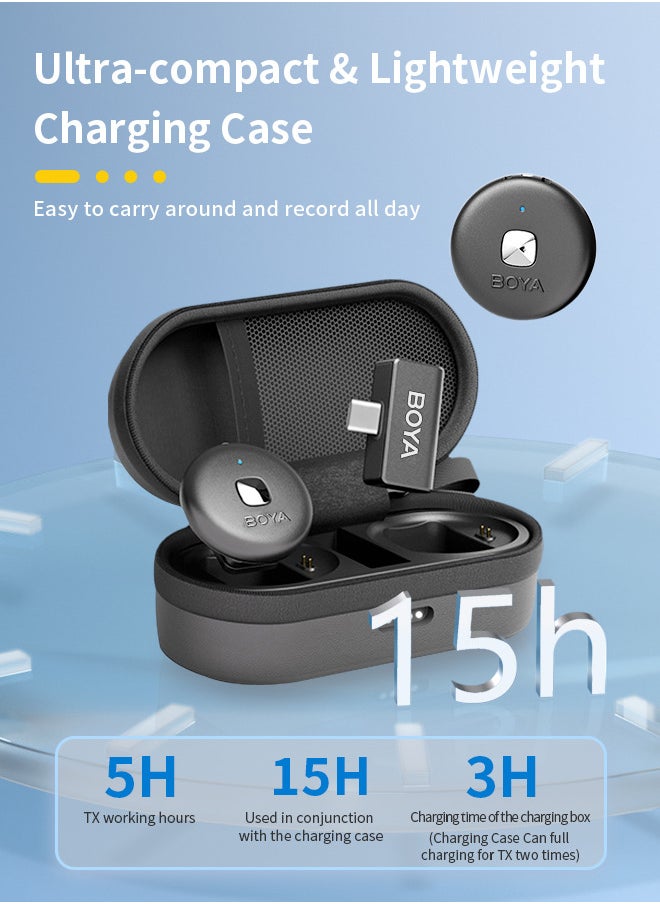 BOYA - BOYA Omic-U Wireless Lavalier Microphone for USB-C Android Smartphone, iPhone15 Series Magnetic Back Clip,15H Battery Life with Charging Case Plug Play Mini Lapel Mics for Video Recording Interview - Image 1