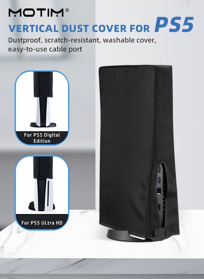 Motim Dust Cover for PS5 Console Anti-Scratch Waterproof Oxford Dust Guard Cover Skin Ultra Soft Protective Case With Cable Port For SONY PlayStation 5 Digital Edition And Regular Edition  - Image 1