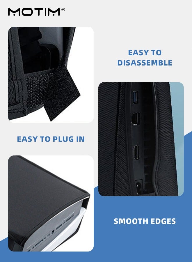 Motim Dust Cover for PS5 Console Anti-Scratch Waterproof Oxford Dust Guard Cover Skin Ultra Soft Protective Case With Cable Port For SONY PlayStation 5 Digital Edition And Regular Edition  - Image 5