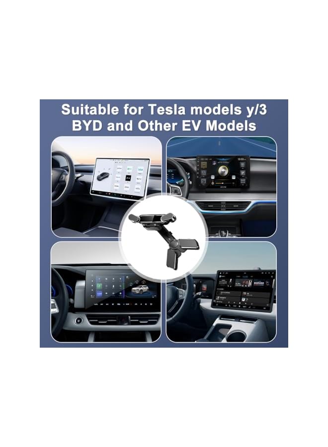 S-TOP Car Phone Mount for Tesla Display, Clip-On Holder for 6-15mm Screen Thickness, Fits 4.7-6.8'' Smartphones, Display Corner Mount with 90°/180° Adjustable Viewing Angles - Image 5