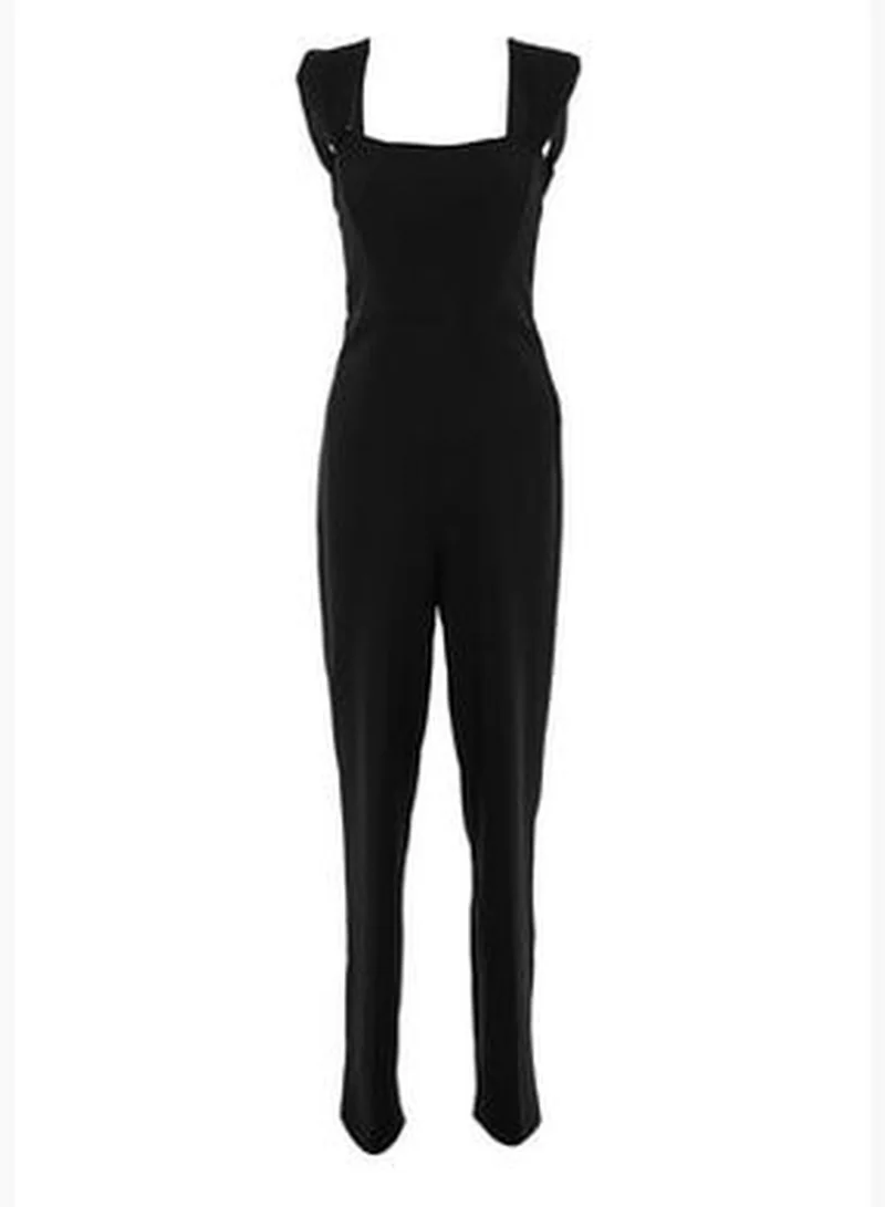 trendyol Black Lined Woven Jumpsuit TPRSS22TU0070