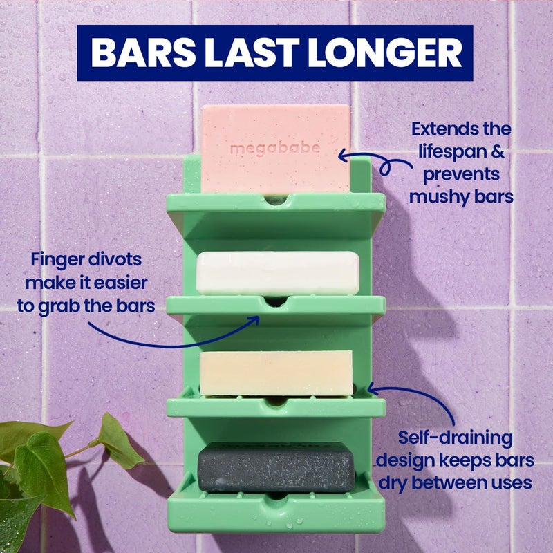 Megababe 4-Tier Bar Soap Tower | Holds 4 Bars | Suctions or Sticks | Self-Draining - Image 4
