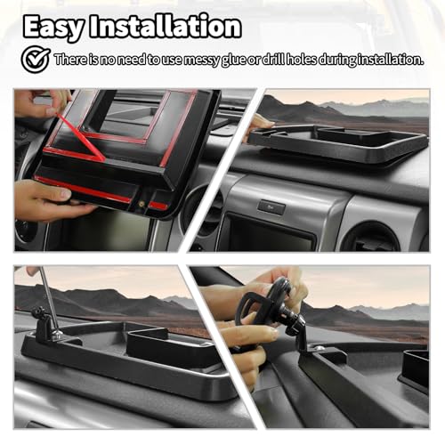 JWWY Phone Holder Mount with Storage Tray Central Dashboard Phone Mount with Storage Bin Fit for 2009-2014 Ford F150 Interior Accessories Black - Image 5