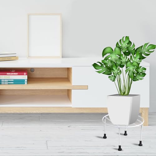 ORILEY Plant Round Stand Galvanised Metal Flower Pot Holder Gamla Support Corner Rack Outdoor Display Shelf for Home Garden Balcony Decoration - (Pack of 2, White) - Image 2