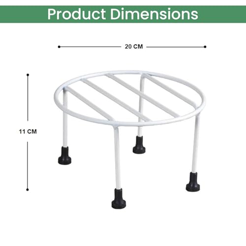 ORILEY Plant Round Stand Galvanised Metal Flower Pot Holder Gamla Support Corner Rack Outdoor Display Shelf for Home Garden Balcony Decoration - (Pack of 2, White) - Image 3