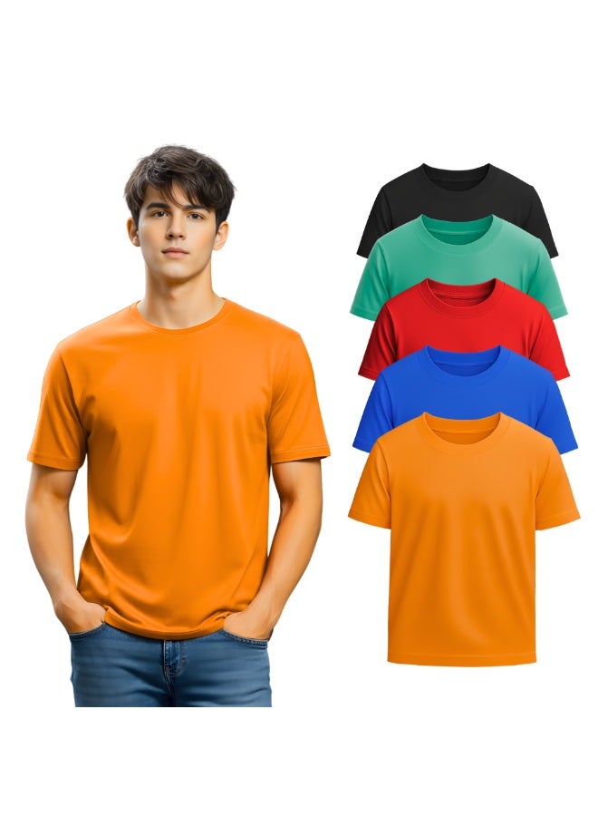 PRINTSHOP4ME Pack of 5 Adult T-Shirts for Men's - Round Neck Short Sleeve Tshirt - 5-Pack Crew Neck Tshirt - Image 1