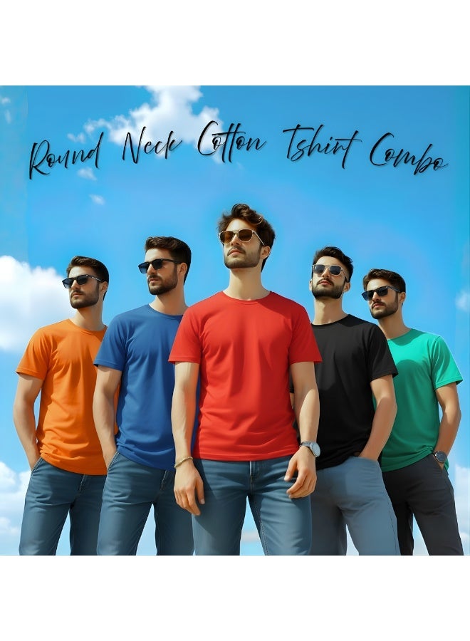 PRINTSHOP4ME Pack of 5 Adult T-Shirts for Men's - Round Neck Short Sleeve Tshirt - 5-Pack Crew Neck Tshirt - Image 5