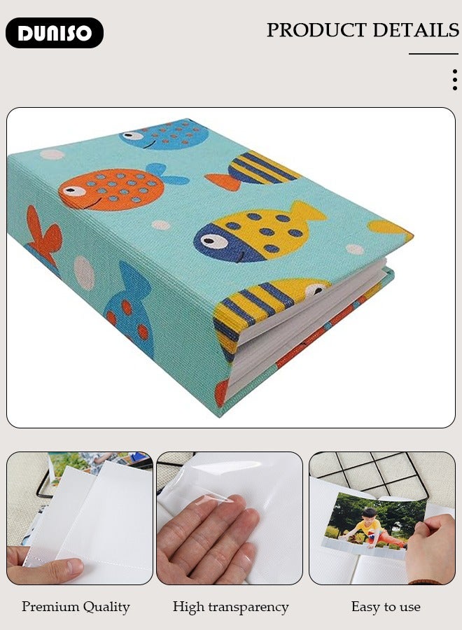 DUNISO ألبوم صور 100 جيب للأطفال، ألبوم صور bébé بغطاء لين، كتاب ذاكرة منزلي لتخزين الصور، ذكرى زواج، عطلة بكتاب غلاف مقوى - Image 3