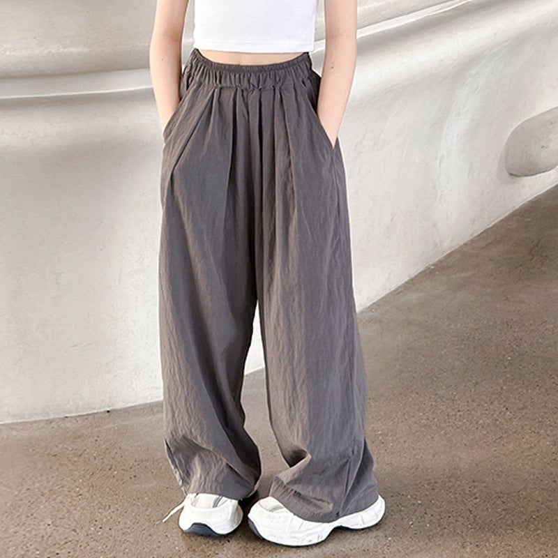 Girls' Ice Silk Yamamoto Pants Summer Children'S Western Style Loose Thin Sports Pants Casual Wide Leg Pants - Image 1