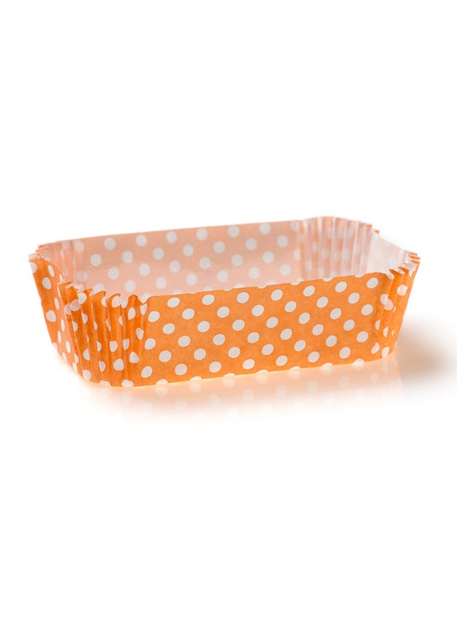 Restaurantware Panificio 4.5 Ounce Elliptical Paper Cups, 200 Polka-Dot Printed Baking Liners  - Durable, Disposable, Orange Paper Baking Cups, Withstands Up To 425F, Ideal For Eclairs And Cupcakes - Image 1