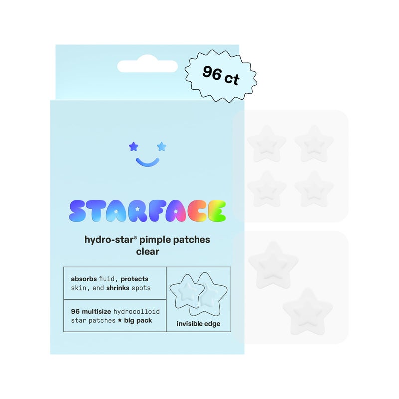 Starface World Starface Hydro-Star Clear BIG PACK, Invisible Hydrocolloid Pimple Patches, Two Sizes, Clinically Proven Spot Shrinking in 6 Hrs, Absorb Fluid, Reduce Redness, Vegan, Cruelty-Free Skincare (96 Count) - Image 1