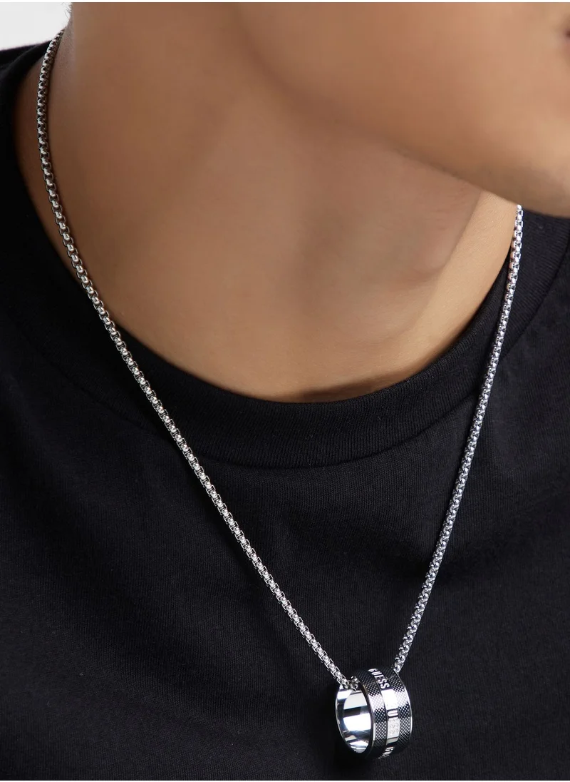 GUESS Textured Round Necklace