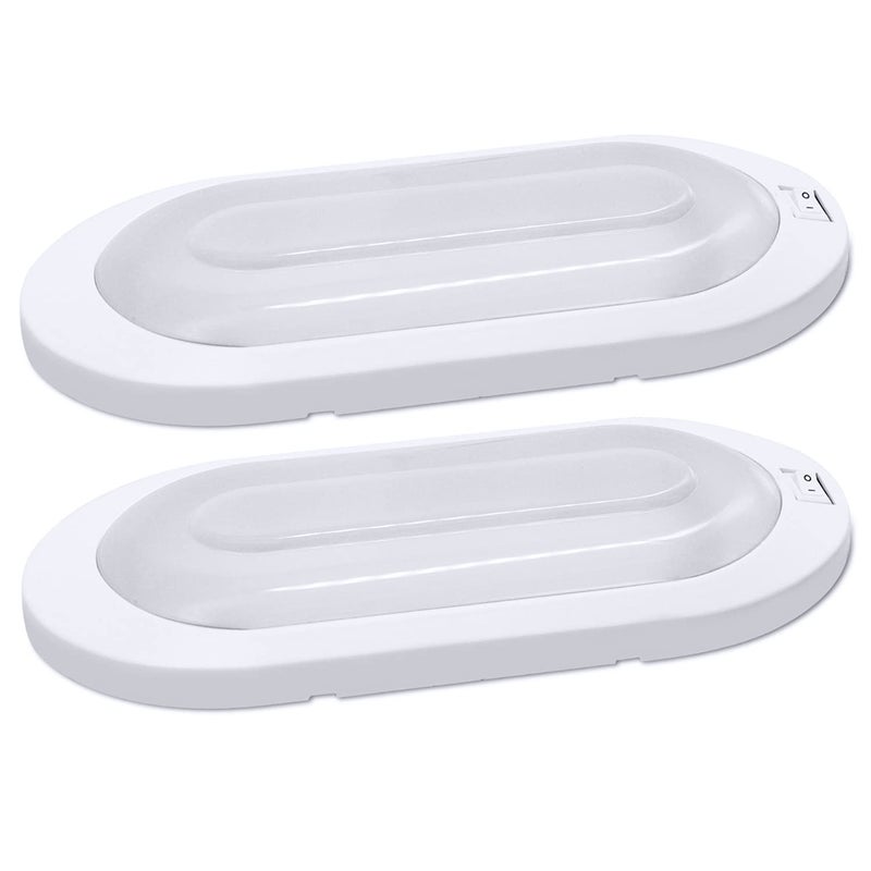 Facon 12V LED Bright RV Pancake Light Surface Mount, 3400K Warm White, DDS01-008, 12 Volt Interior Ceiling Dome Light with On/Off Switch, for RV Motorhomes Camper Caravan Trailer Boat - Image 1