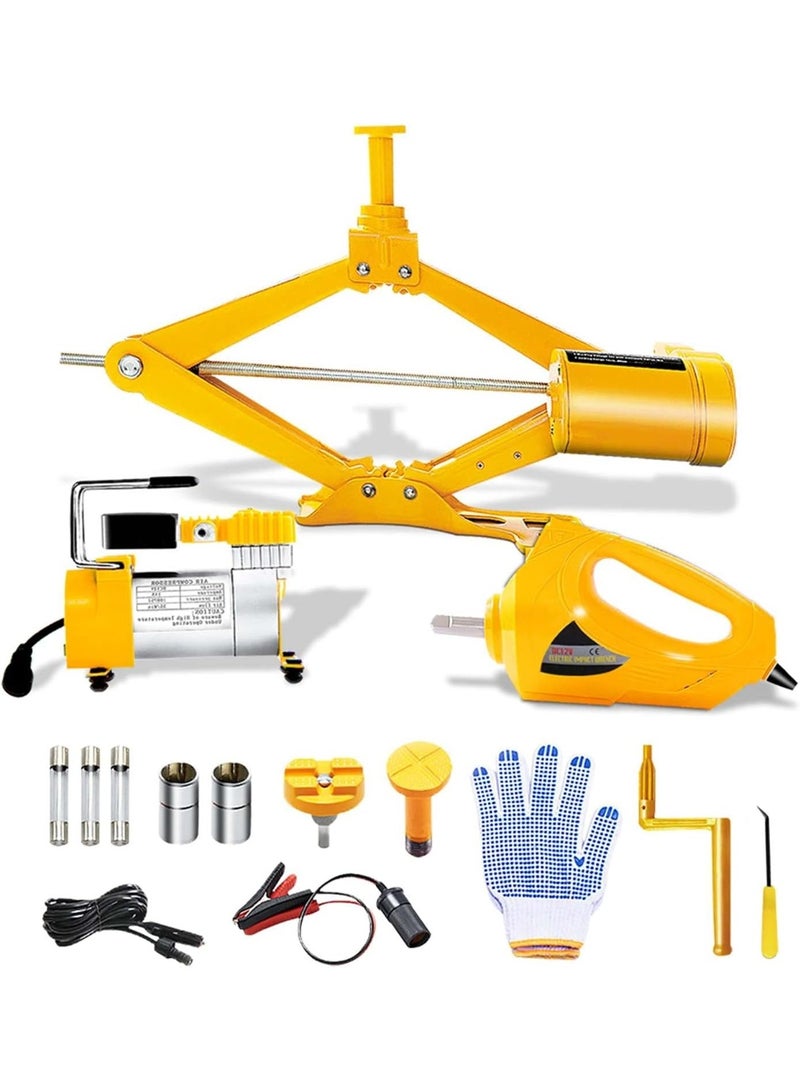 3-in-1 Electric Car Jack Kit - Automatic Scissor Jack with Electric Impact Wrench & Tire Inflator - Professional Emergency Tire Changing Kit for Cars & SUVs - Image 3