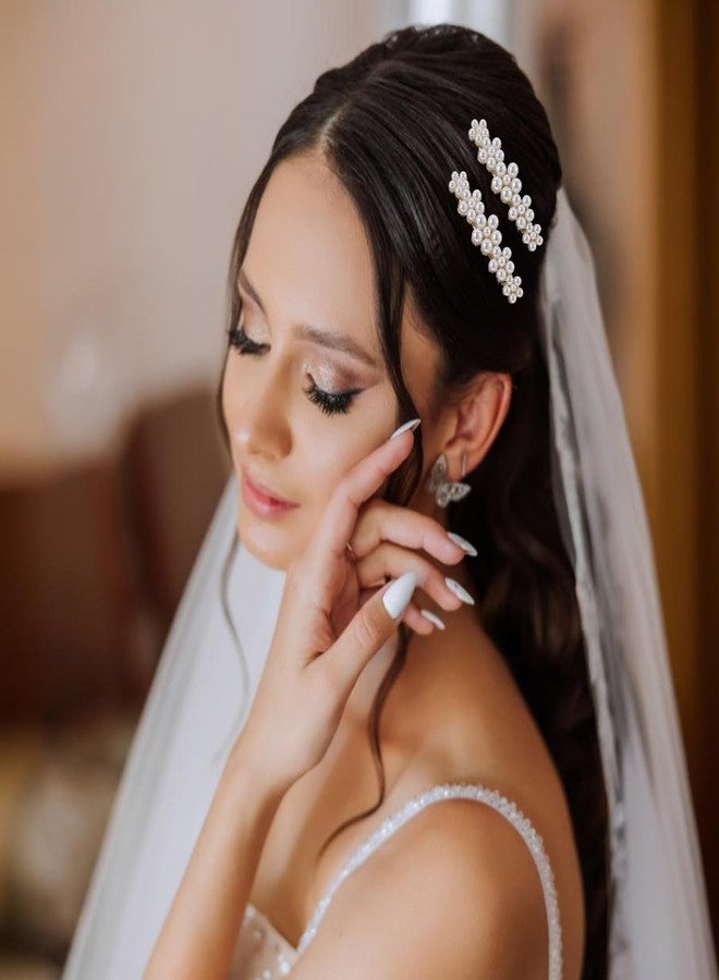 مشابك شعر شيميرو من قطعتين مزينة باللؤلؤ، إكسسوارات شعر أنيقة على شكل زهرة مزينة باللؤلؤ للنساء، مثالية لحفلات الزفاف والمناسبات والاستخدام اليومي، وهدايا عيد الميلاد. - Image 4