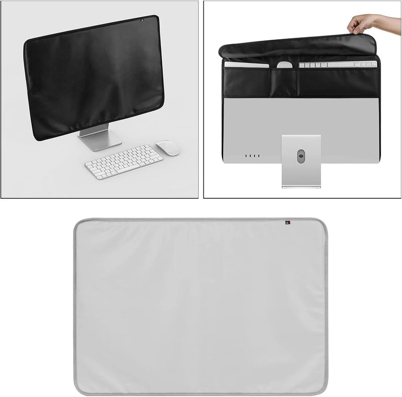 Monitor Dust Cover PU Leather Display Sleeve Protective Compatible Fit For Computer(Blue) - Image 4