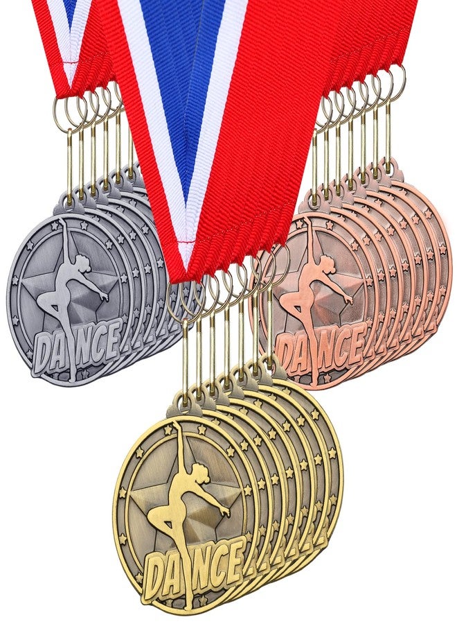 Quelay 30 Pcs 2'' Award Medals Bulk Gold Silver Bronze Medals with Neck Ribbons Metal Trophy Award Prize Gift for Kids Adults Competitions Party, Tournaments(Dance) - Image 1