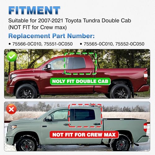 TOP-MAX TOPMAX 2pcs Roof Drip Molding Compatible with 20072021 Toyota Tundra Double Cab with 2 SelfAdhesive Tapes Weatherstrip Car Roof Moulding Trim Seal Kit Replace for 755650C010 755660C010 - Image 3
