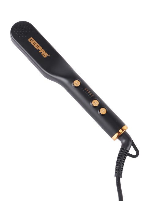 Hair Straightening Brush with Digital Temperature Control, 360 Degree Rotating Cord, Black