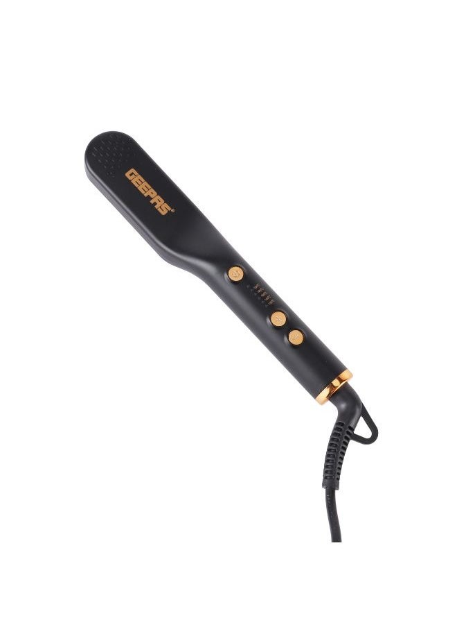 GEEPAS - Hair Straightening Brush with Digital Temperature Control, 360 Degree Rotating Cord, Black - Image 1