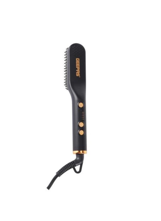 GEEPAS - Hair Straightening Brush with Digital Temperature Control, 360 Degree Rotating Cord, Black - Image 1