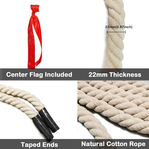Niantime Tug of War Rope, 20 FT Natural Twisted Cotton Rope, Outdoor Yard Lawn Games Perfect for Carnival Team Building Activities, Field Day Family Reunion Birthday Party Game, - Image 5