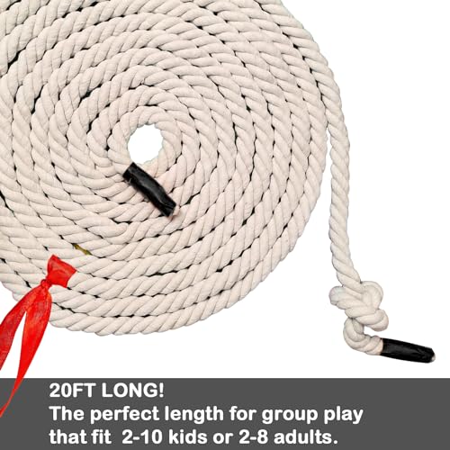Niantime Tug of War Rope, 20 FT Natural Twisted Cotton Rope, Outdoor Yard Lawn Games Perfect for Carnival Team Building Activities, Field Day Family Reunion Birthday Party Game, - Image 4