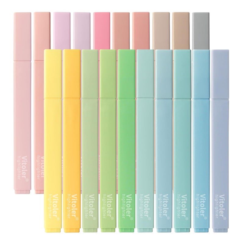 Piochoo Highlighters,20Pcs Highlighters Assorted Colors,Chisel Tip Bible Pens,Pastel Markers for Journaling Planner Notes Graduation Gifts - Image 1