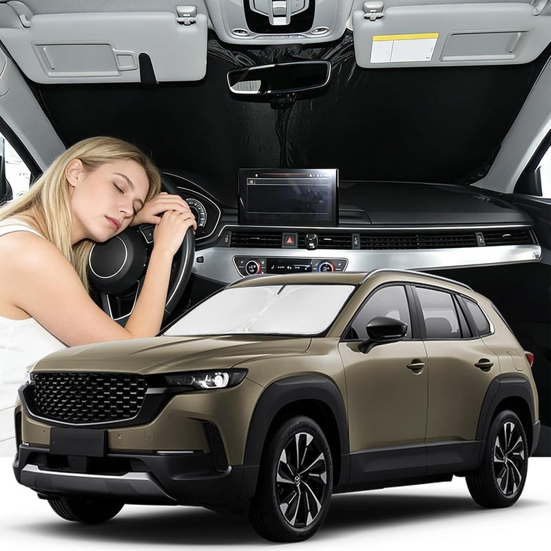 ZOIBV Windshield Sunshade for Mazda CX-50 2023-2026 Sun Shade Car Windshield Accessories Upgrade 4 Layers Blocks UV Rays Custom Fit CX-50 240T Car Window Shades Front Windshield Keep Cool Foldable - Image 1